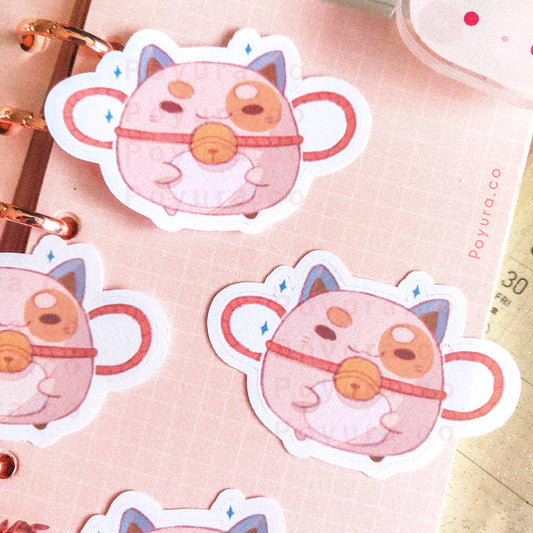 Aesthetic cute pink lucky cat Japan lunar new year animal polco deco kpop journal bujo penpal toploader sticker flake die cut