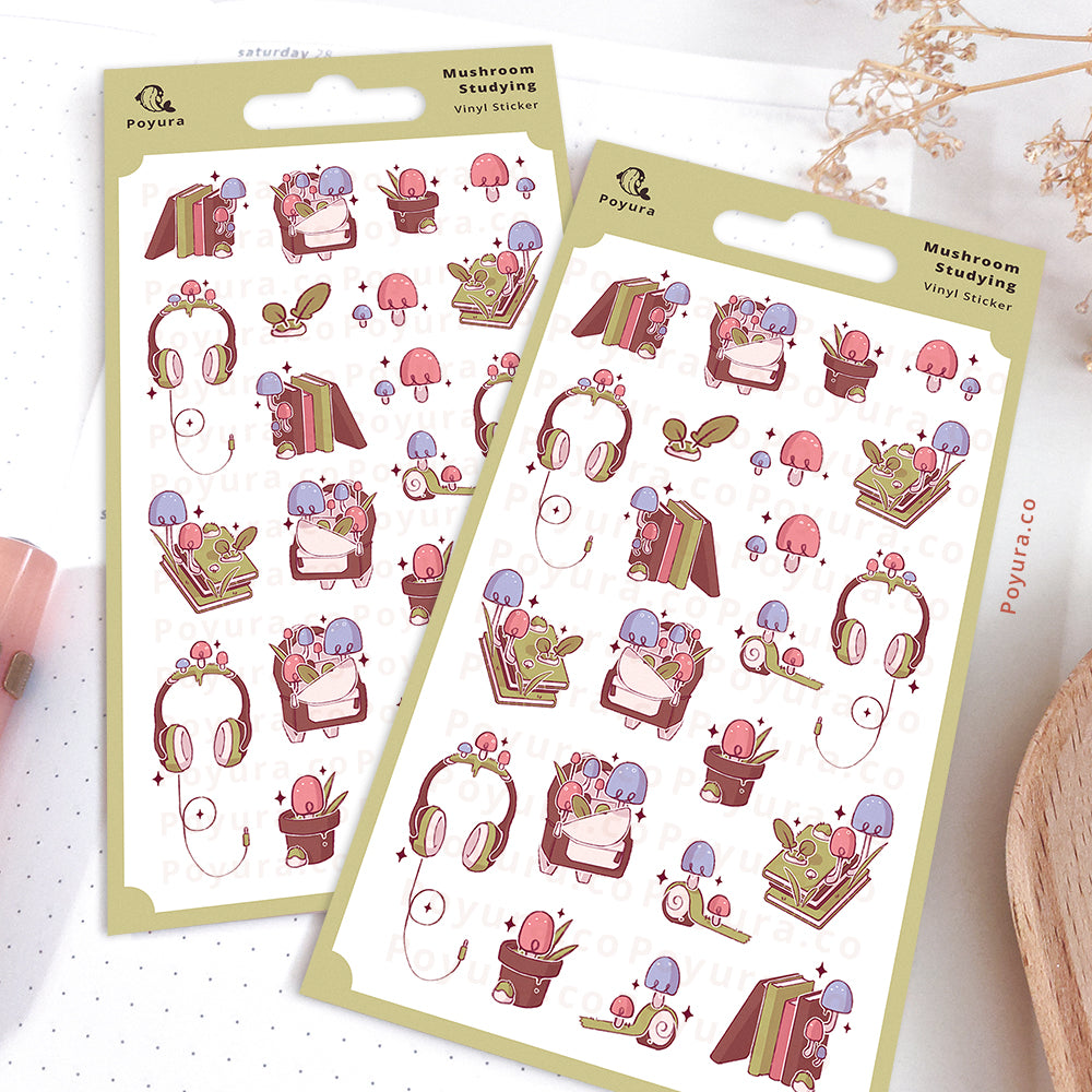 Mushroom Studying Sticker Sheet