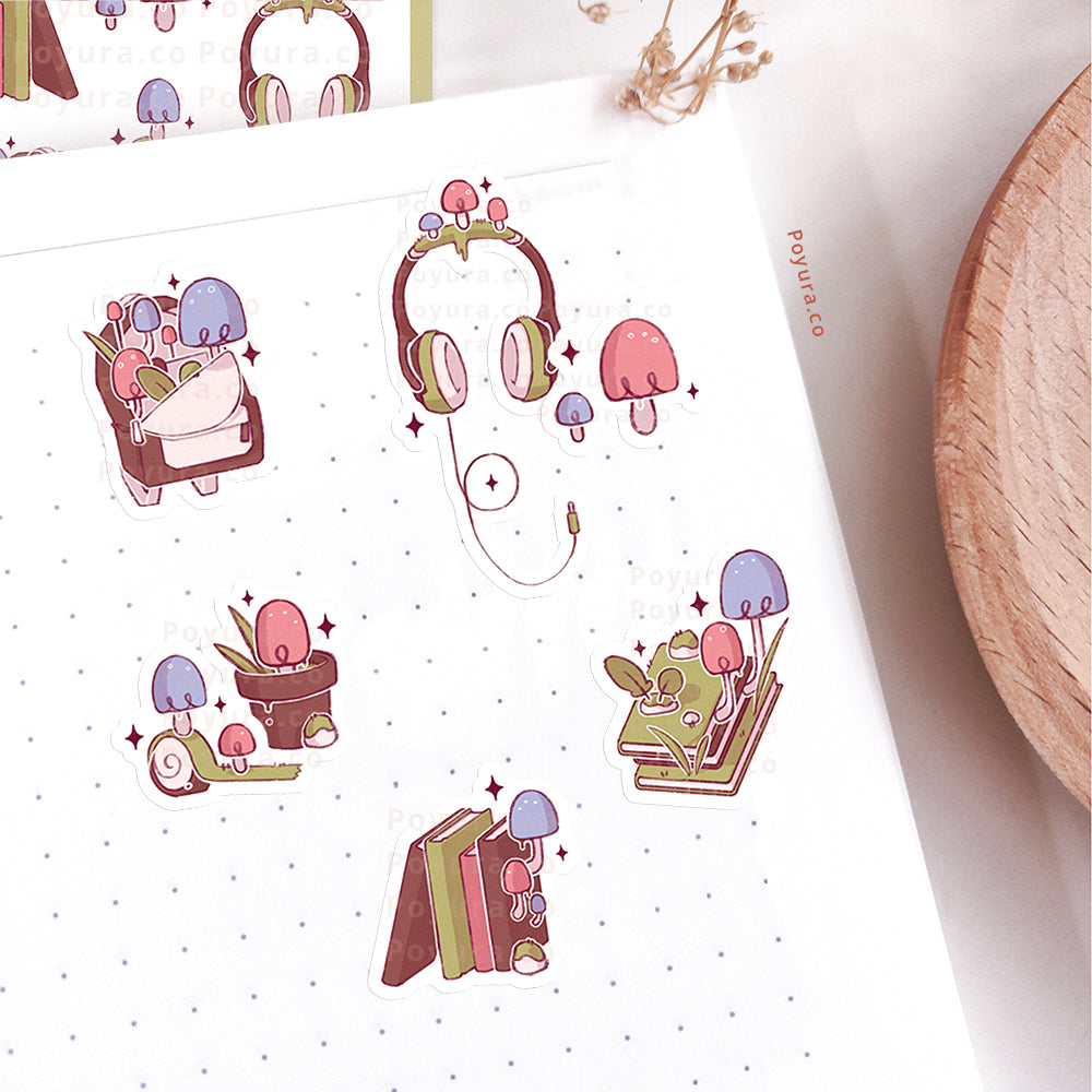 Mushroom Studying Sticker Sheet