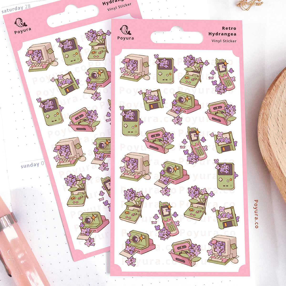 Retro Hydrangea Sticker Sheet