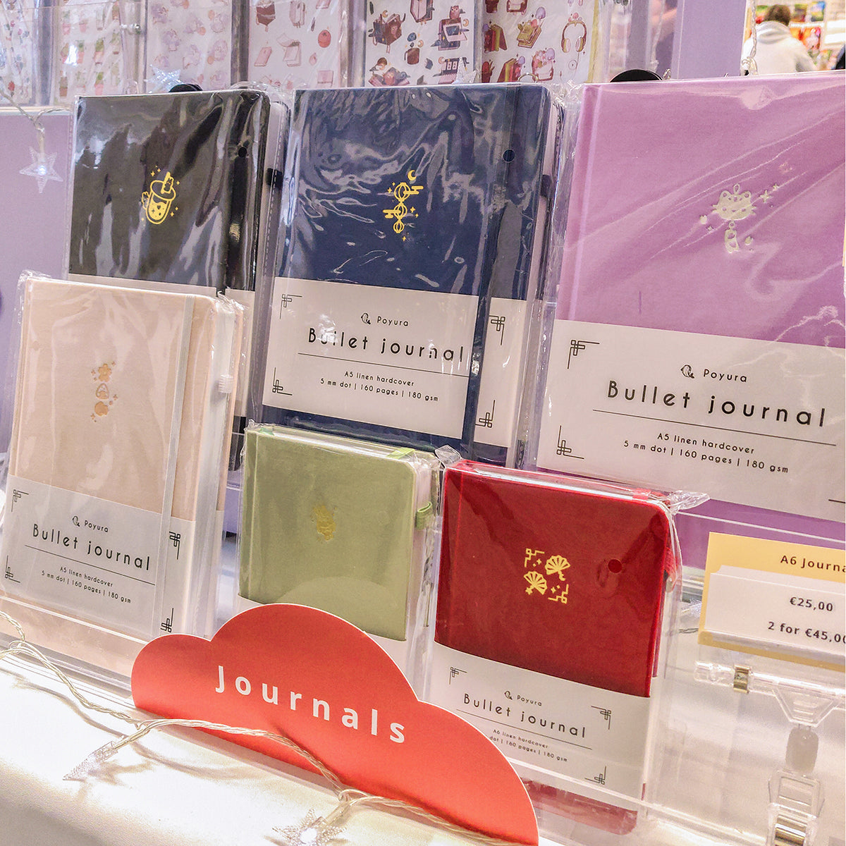 Bullet journals on display at Tomo Fair Xmas Rotterdam.