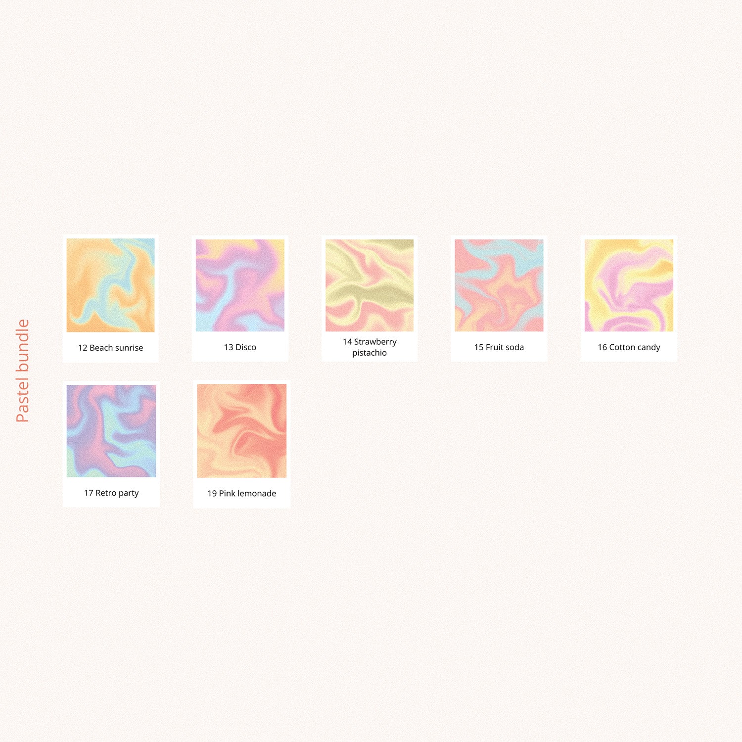 Pastel deco sticker bundle with 7 colorways
