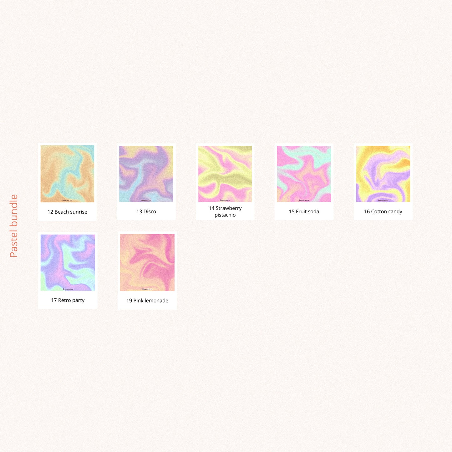 Pastel deco sticker bundle with 7 colorways