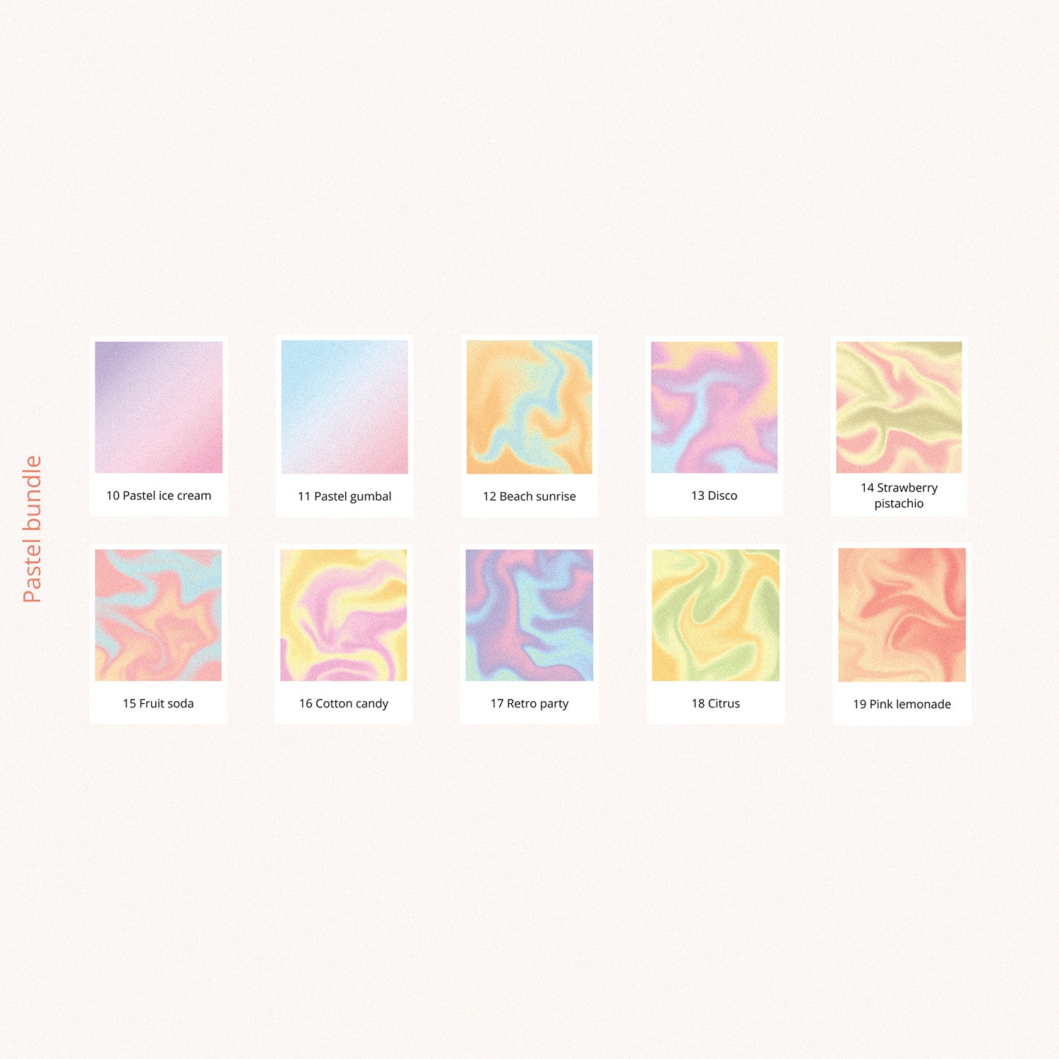Pastel deco sticker bundle with 10 colorways