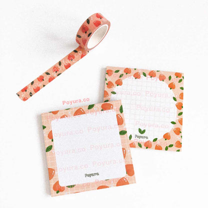Peach memo pad washi tape bundle set pack