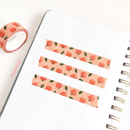 15 mm washi tape with peaches and leaves