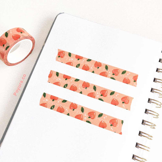 15 mm washi tape with peaches and leaves