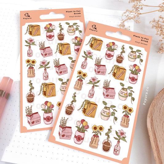 Plants In Pot Drink Sticker Sheet