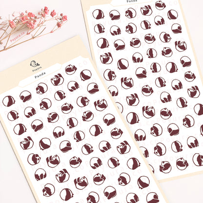 Sticker sheet of cute rolling pandas