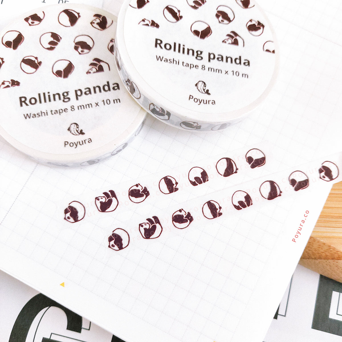 Washi tape of cute rolling pandas