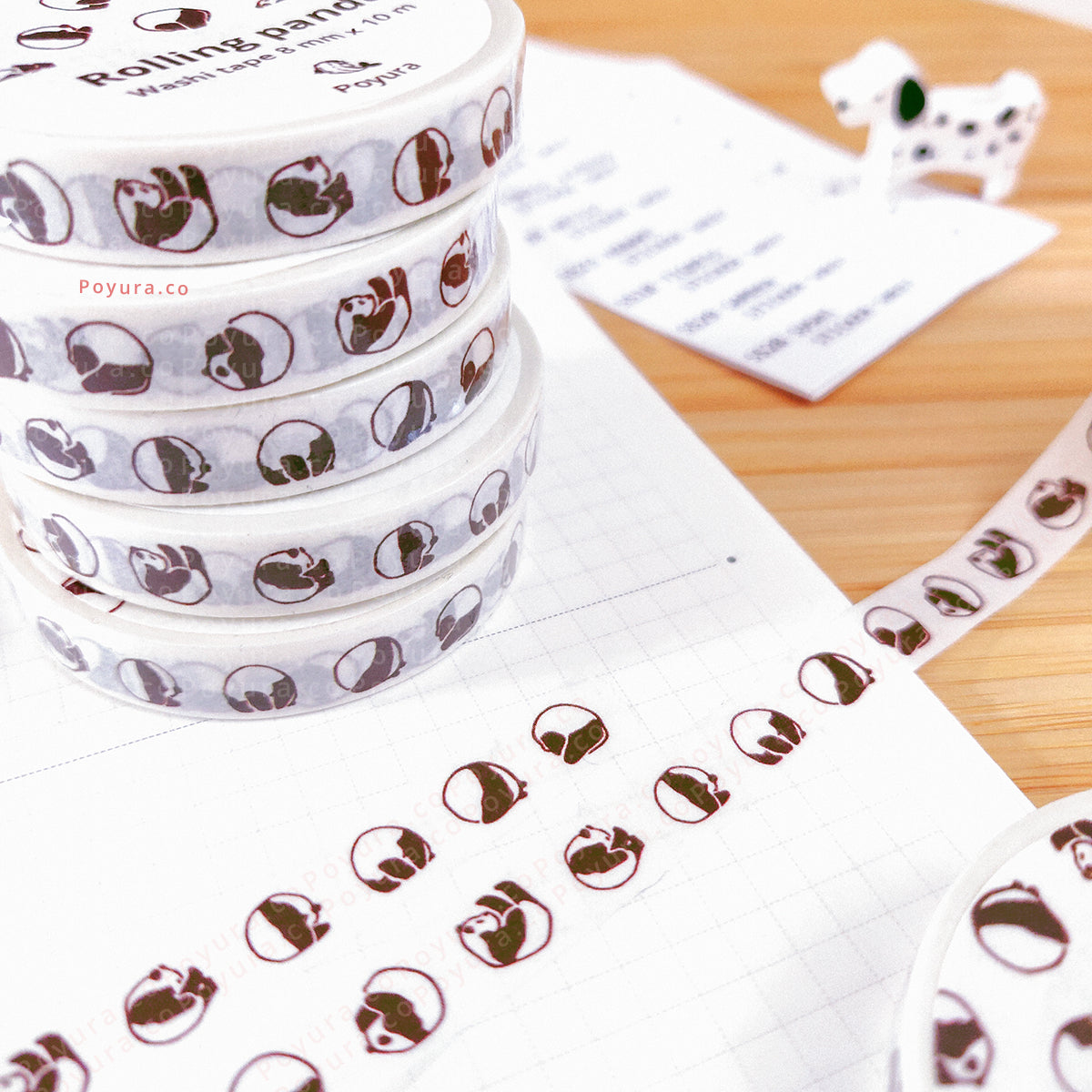 Washi tape of cute rolling pandas