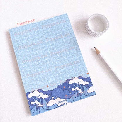 Japanese The Great Wave off Kanagawa Hokusai sea beach memo notepad set bundle