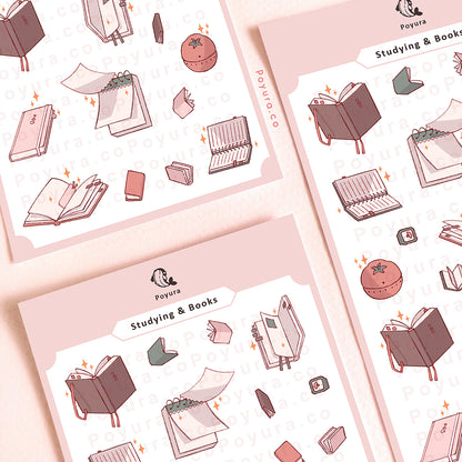 Sticker sheet of cute pastel notebooks and journals