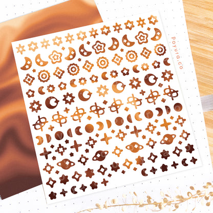 Borderless sticker with the sun and moon cutouts in different brown tints