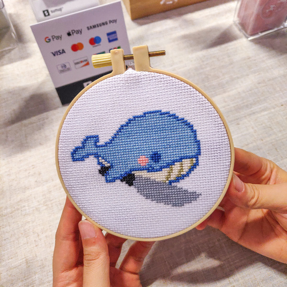 Embroidered whale with a knife fan art