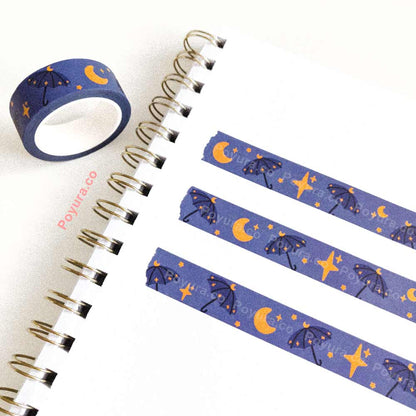 Magical night star moon umbrella washi tape