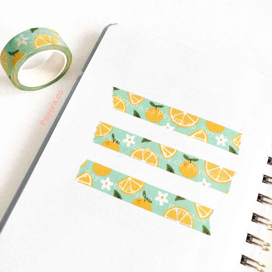 15 mm washi tape with yuzu and flowers